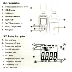 Medidor de Sonido Digital Portátil Industrial XEAST XE-911A, Rango de 35dB~135dB, Precisión de 2.0dB, 31.5Hz~8KHz, Ponderación A, 1 Año de Garantía, USB, Pantalla LCD - Product Image 6