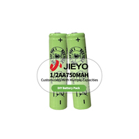 JY Nimh 1/2AA 750mah 2.4v ukuran paket baterai 1/2 AA 600mah Ni Mh sel isi ulang untuk Radio putar tangan
