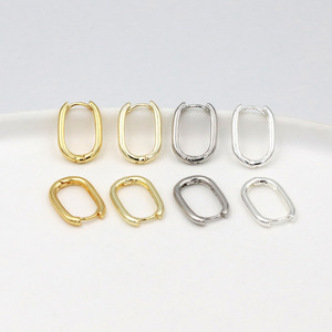 Pendientes de Aro Ovalados de Oro 14K 18K y Plata, Diseño Geométrico, Uso Diario, Joyería Unisex - Product Image 3
