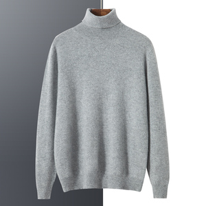 Suéter de <span class=keywords><strong>Cuello</strong></span> Semialto Personalizado para <span class=keywords><strong>Hombre</strong></span>, 100% Cachemira, Color Sólido, con Camiseta Interior de Punto, <span class=keywords><strong>Jersey</strong></span> de Invierno - Product Image 2