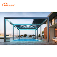 Maßgefertigte Elektrische Aluminium-Pergola Moderner Outdoor-Glasraum mit Pulverbeschichtung für Terrasse Garten Villa Hinterhof Natur