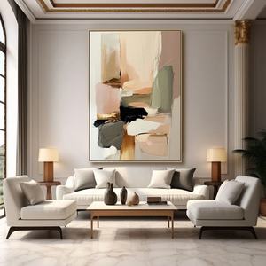 Art mural 3D vertical gris abstrait minimaliste contemporain sur toile pour la décoration de la maison et les galeries - Product Image 3