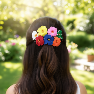 Fermaglio per capelli a forma di ibisco con design floreale colorato per donne e ragazze, 600 pezzi per scatola - Product Image 3