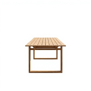 Table à manger rectangulaire en bois massif, style scandinave moderne, écologique et durable, avec pieds stables pour l'ameublement de la maison - Product Image 3