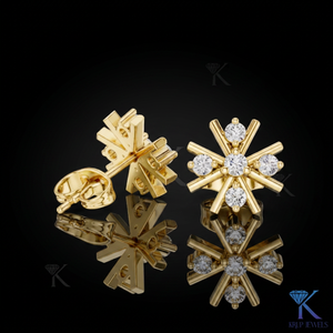 Lab Grown Diamond Starburst <b>Stud</b> Earrings 14K 18K Solid Gold Geometric Cluster Fine Luxury Women's Jewelry Modern Wedding Bridal - Product Image 1