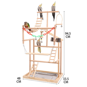 4 Lagen Grote Vogel Houten Baars Gym Box <span class=keywords><strong>Ladder</strong></span> Met Feeder Cups Pet Papegaai Speelstand Vogel Speeltuin Speelgoed - Product Image 6