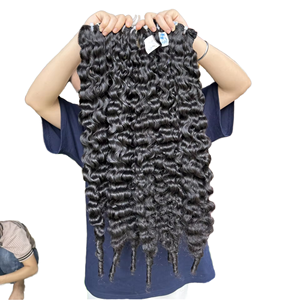 Commandez en ligne maintenant des extensions de cheveux humains indiennes bouclées, les meilleures extensions Remy avec extrémité en spirale, aspect naturel, couleur noire, produit de qualité supérieure, exporté. - Product Image 1