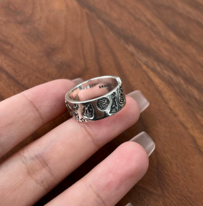 Anello Vintage Zhamo Lamu in Argento Sterling S925 per Buona Fortuna, Anello Unisex Minimalista e Versatile della Deità della Ricchezza - Product Image 3