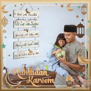 Factory New Arrival Arabic Islamic Wooden Wall Decor Hanging Sign Middle East Style Ramadan Eid Gift for Home <b>Door</b> Decoration - Product Image 3