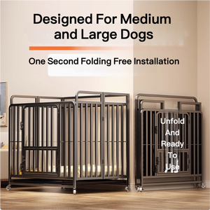 Kandang anjing besi padat gaya sederhana dapat dilipat pembawa dengan tombol penutup dikemas dalam kotak untuk hewan peliharaan - Product Image 2