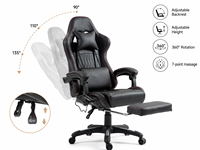 Chaise de jeu ergonomique pivotante en métal avec haut-parleurs Bluetooth, massage 7 points, siège réglable et vérin à gaz 3 positions pour bureau à domicile