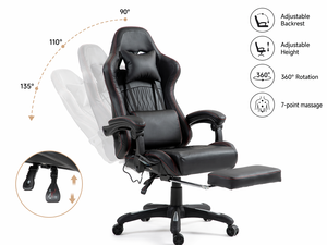Chaise de jeu ergonomique avec haut-parleurs Bluetooth et massage à 7 points, chaise d'ordinateur réglable Silla <span class=keywords><strong>Gamer</strong></span> <span class=keywords><strong>pour</strong></span> la maison et le bureau - Product Image 4