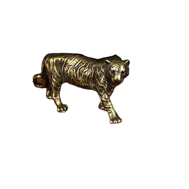 รูปปั้นทองเหลืองรูปเสือขนาดใหญ่,ของตกแต่งบ้านแนววินเทจรูปปั้นสัตว์เสือทำจากทองแดงบริสุทธิ์ของตกแต่งโต๊ะ