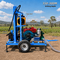 Appareil Portable de Forage de Puits d’Eau sur Roues 200 m Machine de Forage de Puits d’Eau avec Moteur Diesel et Système Hydrau