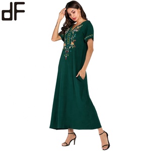 <strong>New</strong> <strong>Abaya</strong> Designs 2023 Fashion Luxury <strong>Abaya</strong> Embroidery Kaftan V Neck Cotton Green Ladies Muslim <strong>New</strong> Long Party Evening Dresses - Product Image 4
