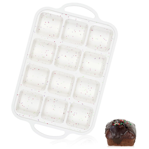 MUYULINS Factory 12-cup LFGB non-stick BPA Free metal reinforced frame square <b>silicone</b> cake pan American muffin tray <b>baking</b> - Product Image 1