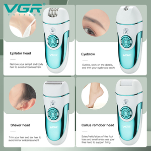 VGR V-700 Nouveau rasoir électrique professionnel pour le visage et le corps, tondeuse 4 en 1, épilateur rapide pour femme avec USB + adaptateur - Product Image 5