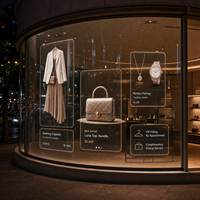 Écran LED transparent flexible pour vitrine de magasin de luxe incurvée