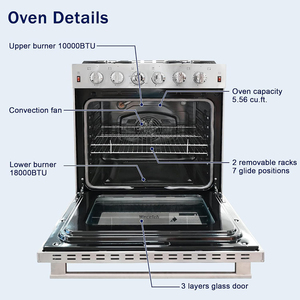 Cuiseur de cuisine à <span class=keywords><strong>gaz</strong></span> automatique, 5 brûleurs, avec <span class=keywords><strong>four</strong></span>, 80x90x60 cm - Product Image 6