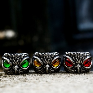 Nuevo Anillo de Dedo de Acero Inoxidable con Diseño de Búho y Ojo Turco de Zirconia - Product Image 4