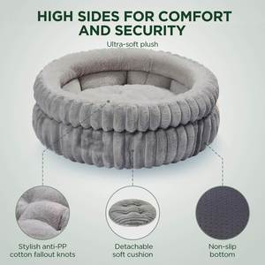 Comfortable Modern Solid <b>Plush</b> Raised Thickened Dog & <b>Cat</b> Bed Removable Washable Memory Foam All Seasons Use - Product Image 3