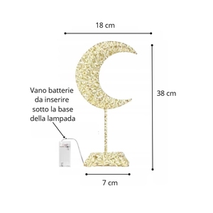 Lampada da Tavolo LED a Forma di Mezzaluna Dorata 38cm Luce Calda 20 LED Senza Fili a Batteria Decorativa per Camera da Letto - Product Image 2
