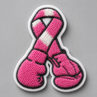 Nouveau design 2026 – Patch thermocollant personnalisé en chenille brodée de sequins, ruban rose HOPE, écologique et non-tissé, pour la sensibilisation au cancer du sein