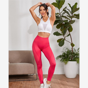 Leggings de yoga sans couture pour femmes, coupe slim, en nylon, séchage rapide, évacuation de l'humidité, collants de sport respirants, pantalons de course en mesh - Product Image 4
