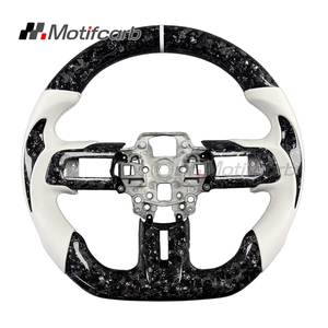 Custom steering wheel White Style Carbon Fiber for Ford Mustang GT Shelby S550 GT350 GT500 Coupe Convertible 2015-2023 - Product Image 1