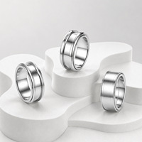 8mm Herrenringe aus Edelstahl, abgeschrägt poliert, mit Rilleneinlage für Herrenschmuck