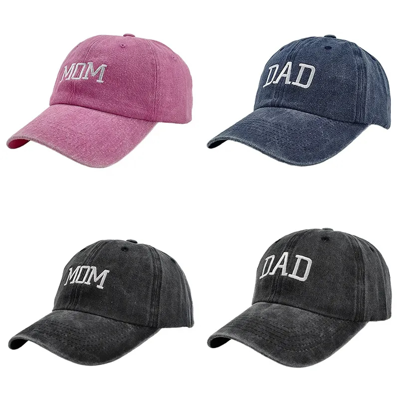 High Quality Washed Cotton Dad Mom Embroidered Baseball Cap Vintage to Make Old Cap Baseball Caps