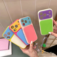 Coque de téléphone Color Block pour iPhone 17 Pro Max 16 15 14 avec cordon, antichoc, couleurs contrastées, protection avec dragonne