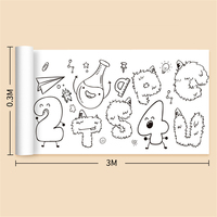 Benutzer definierte kreative Kunst DIY Doodle Färbung Füllung undurchsichtige Aufkleber Malerei Papier Spielzeug Wieder verwendbare 3m Zeichen rolle für Kinder