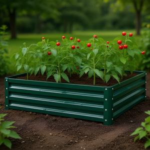 แปลงปลูกผักยกพื้นเหล็กชุบสังกะสีสีเขียว ขนาด 4x4 สำหรับปลูกผัก ดอกไม้ สมุนไพร อุปกรณ์ทำสวน ใช้ในฟาร์ม - Product Image 2