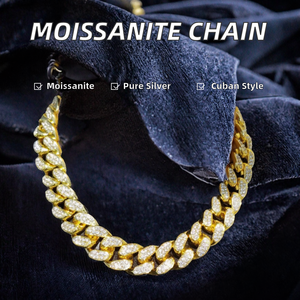 VVS Moissanite Lab Diamond Silver 925 Cuban Necklace and <b>Chain</b> Hip Hop <b>Iced</b> <b>Out</b> Jewelry Moissanite Cuban Link <b>Chain</b> - Product Image 2