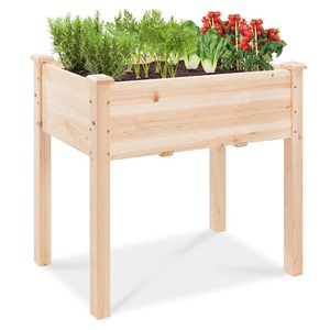 Raised <strong>Garden</strong> Bed Elevated Wood Planter Box Stand with Bed <strong>Liner</strong> for Backyard Patio Balcony Vegetable Flower Gardening - Product Image 1