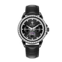 Montre-bracelet Gohuos 9813 pour homme, mouvement à quartz, haute qualité, lumineuse, étanche, bracelet en cuir, idéale pour les affaires - Grande Vente