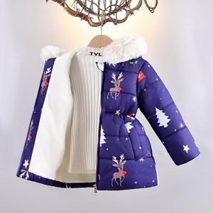 <span class=keywords><strong>Veste</strong></span> courte zippée pour filles, en polaire épaisse et chaude, avec col montant en laine, motif dessin animé et doublure en polyester - Product Image 3
