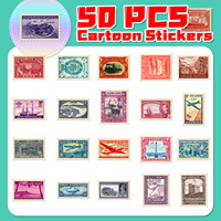 50 pièces timbre monnaie décalcomanies pour timbre amateurs cadeau vintage affranchissement autocollant