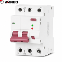 Wanbo-498 2P+PE 30mA Anti-Submersion Surge Lightning Leakage Overload 0.03s Perangkat Pelindung Rel DIN Pemutus Sirkuit