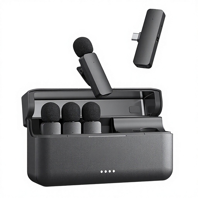 For V4 Four-Channel Wireless Lavalier Microphone Active Noise Reduction for Mobile Phones Cameras Full Direction