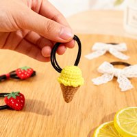 Crochet fait main crème glacée cheveux cravate mignon jaune et marron tricoté cheveux accessoire élastique noir cheveux corde pour filles femmes