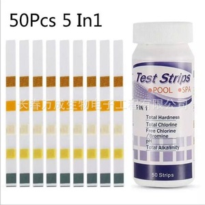 Bandelettes de test pour piscine Wancheng Biotechnology 5 en 1 : pH, dureté totale, alcalinité, 50 bandelettes sur support papier pour l'eau des piscines - Product Image 2