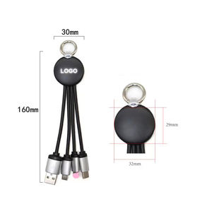 Groothandel Relatiegeschenk Custom Logo Laser Gegraveerd Sleutelhanger Usb Kabel Hoge Kwaliteit 3 In 1 Usb Kabel Met Led Verlichting Logo - Product Image 4