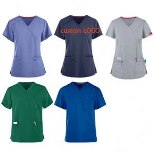 Uniforme de Enfermería Moderno, Conjunto Deportivo Blanco de Punto Multicolor, Uniformes para Hombre Talla Grande - Product Image 1