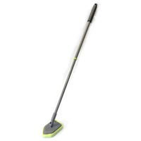 Brosse de nettoyage pour salle de bain Ecoclean avec manche télescopique extensible, robuste, pour baignoire, carrelage, sol, éponge, douche