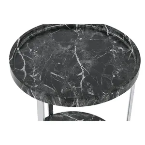 Tavolino Ausiliario in MDF e Acciaio Inox 40x40x53cm Effetto Marmo - Product Image 3