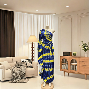 Robe élégante et noble pour <span class=keywords><strong>femme</strong></span>, style africain, à une épaule, manches longues, imprimé numérique, en tissu respirant – Nouveauté en gros - Product Image 2