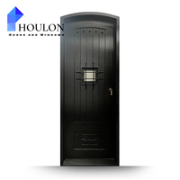 Porte d'entrée de villa moderne personnalisée avec ventilation, design à persiennes, cadre en aluminium, isolation thermique, antivol