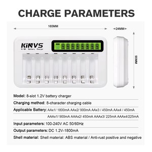 Testeur de capacité de batterie KINVS VC8 14500, chargeur intelligent universel Type-C 1.2V pour piles AA/AAA Ni-MH, 8 emplacements, LED, sortie 5W - Product Image 4